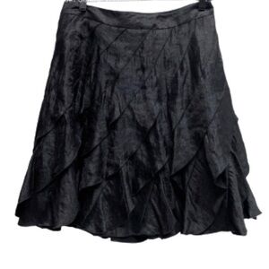 Samuel Dong black diagonal ruffle knee length skirt NWT size M